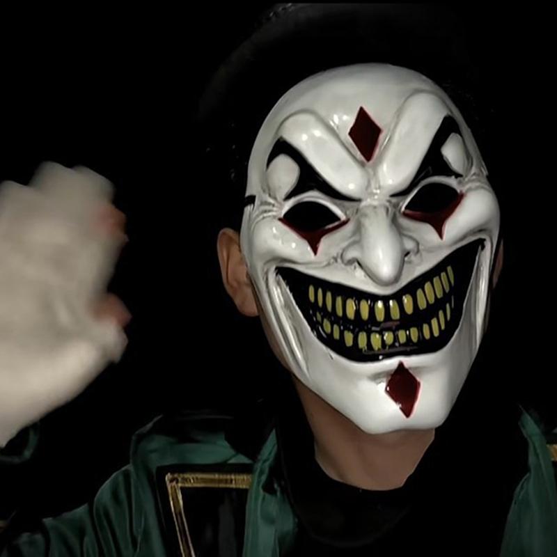 Новая маска Джокера на все лицо, забавная маска с улыбающимся лицом и большими золотыми зубами, крутой головной убор для мальчика, реквизит для косплея на Хэллоуин