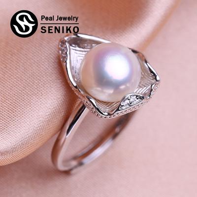Кольца с натуральным пресноводным жемчугом для женщин, модное женское кольцо с кубическим цирконием и CZ, ювелирные изделия с жемчугом, регулируемое кольцо