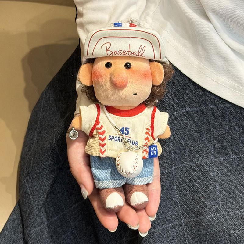 Cute Kawaii Doll Outfit Set With Curly Hair Hat Top Pants Baseball Charm 15-35 Old Collectible Toy Accessories