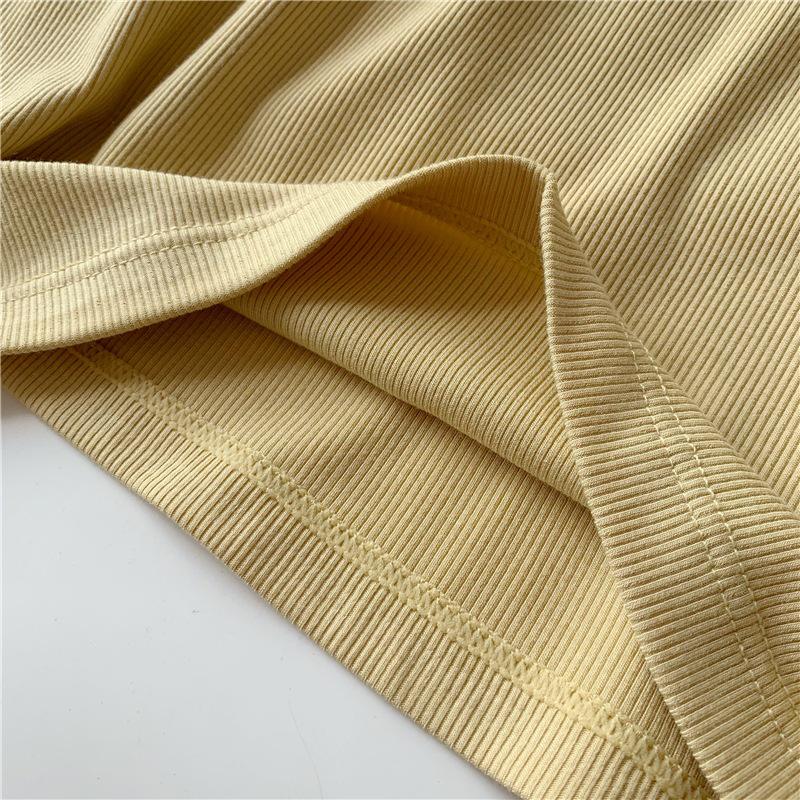 Женская корейская майка на бретелях с чашками - Встроенная чашка, Летний топ однотонной расцветки