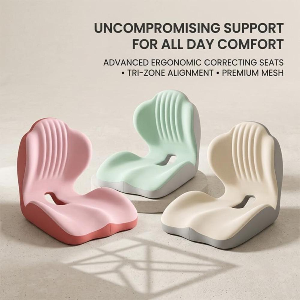 Office chair cushion with lumbar support: ergonomic cushion, L-shaped integrated design - memory foam with coccyx hollow design