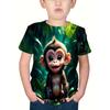 Summer Round Neck Cartoon Animal Pattern 3D Printed Top Fashionable Casual Short Sleeved Children's Boy T-shirts