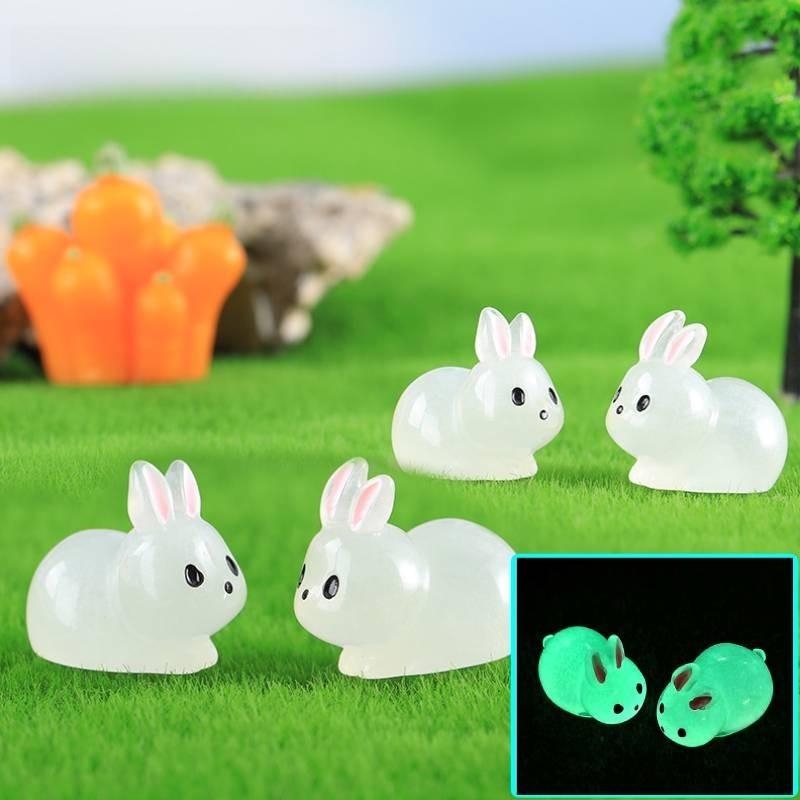 Charming Glow In The Dark Fat Bunny Resin Figurine Perfect For Diy Moss Garden Decor