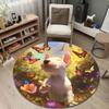 Puppy with Butterfly Round Carpet, Spring Garden Pet Design