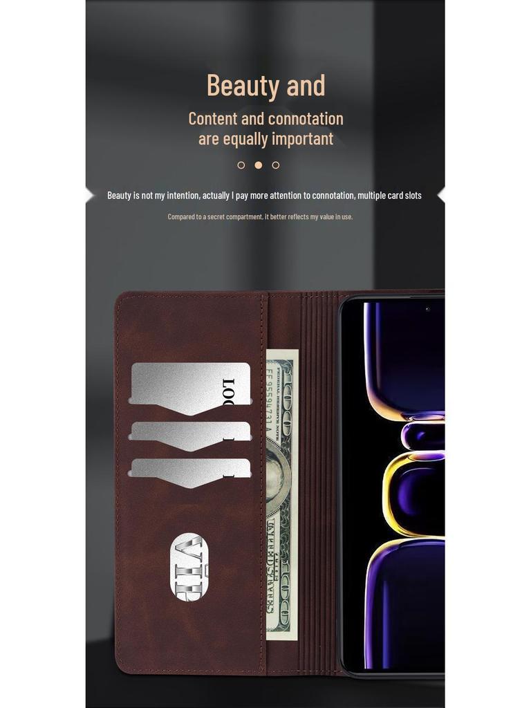 Кожаный чехол-книжка iQOO 15 с полной защитой - Защита от падений для модели V2505A