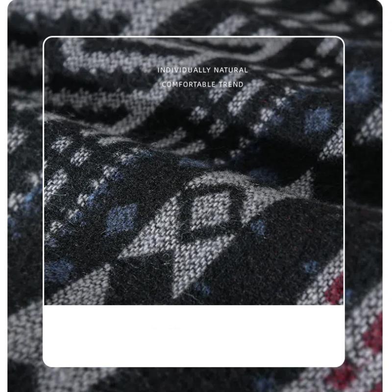 Осенне-зимняя мужская рубашка уличная этническая полосатая рубашка с принтом мужская повседневная рубашка с длинным рукавом утолщенная матовая рубашка винтажные свободные рубашки