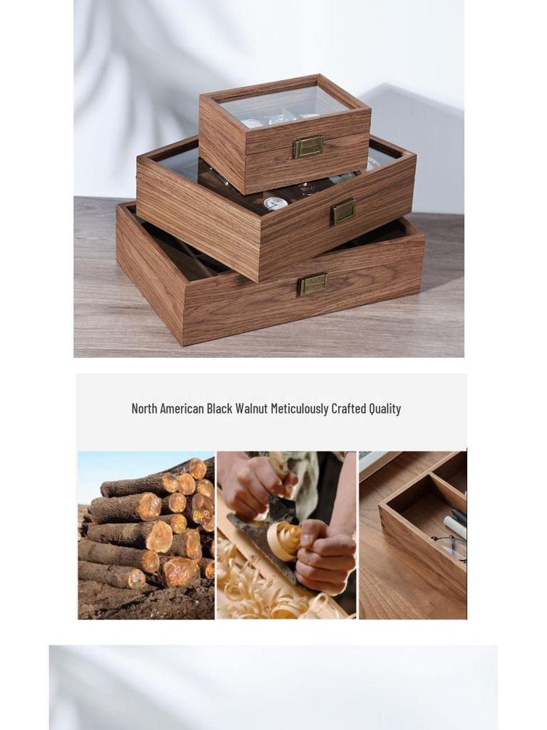 Black Wood Grain Watch and Jewelry Storage Display Box