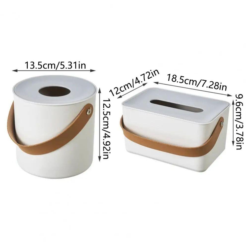 Drop-resistant Portable Tissue Box with Handle Toilet Paper Case Round Napkin Holder Tea Table