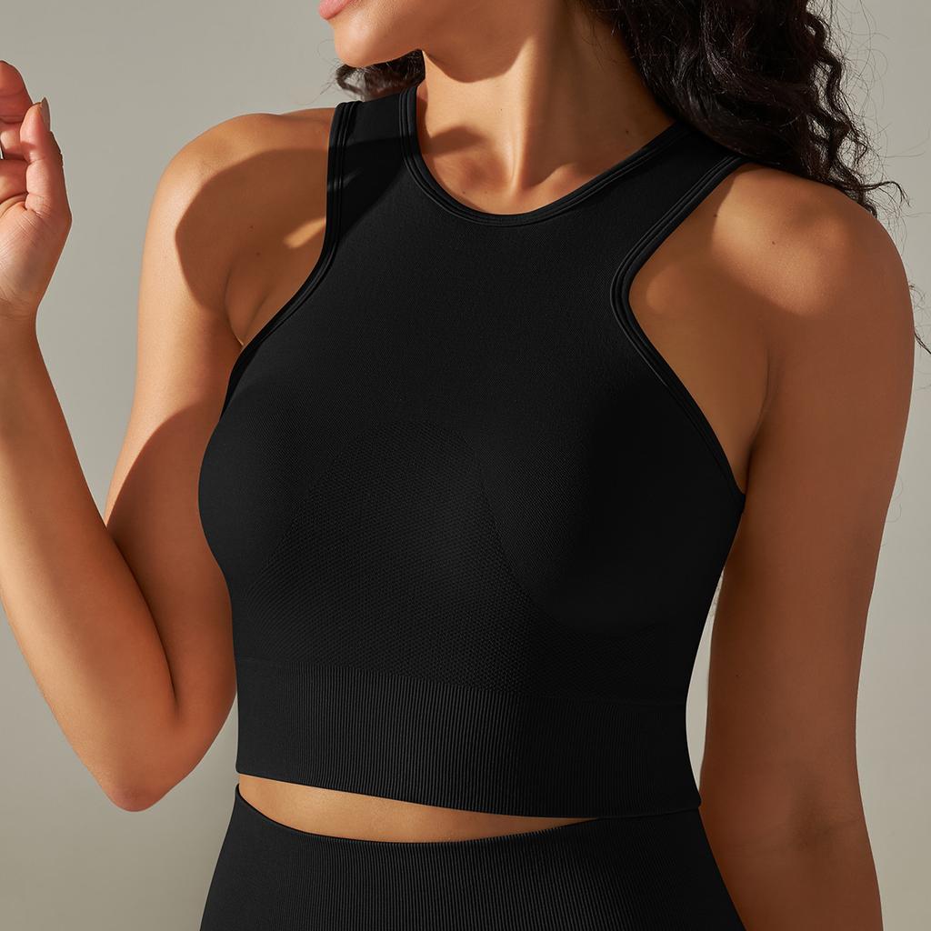 Плотный средней длины однотонный высокоэластичный жилет для йоги, спортивная одежда для бега, фитнеса и йоги