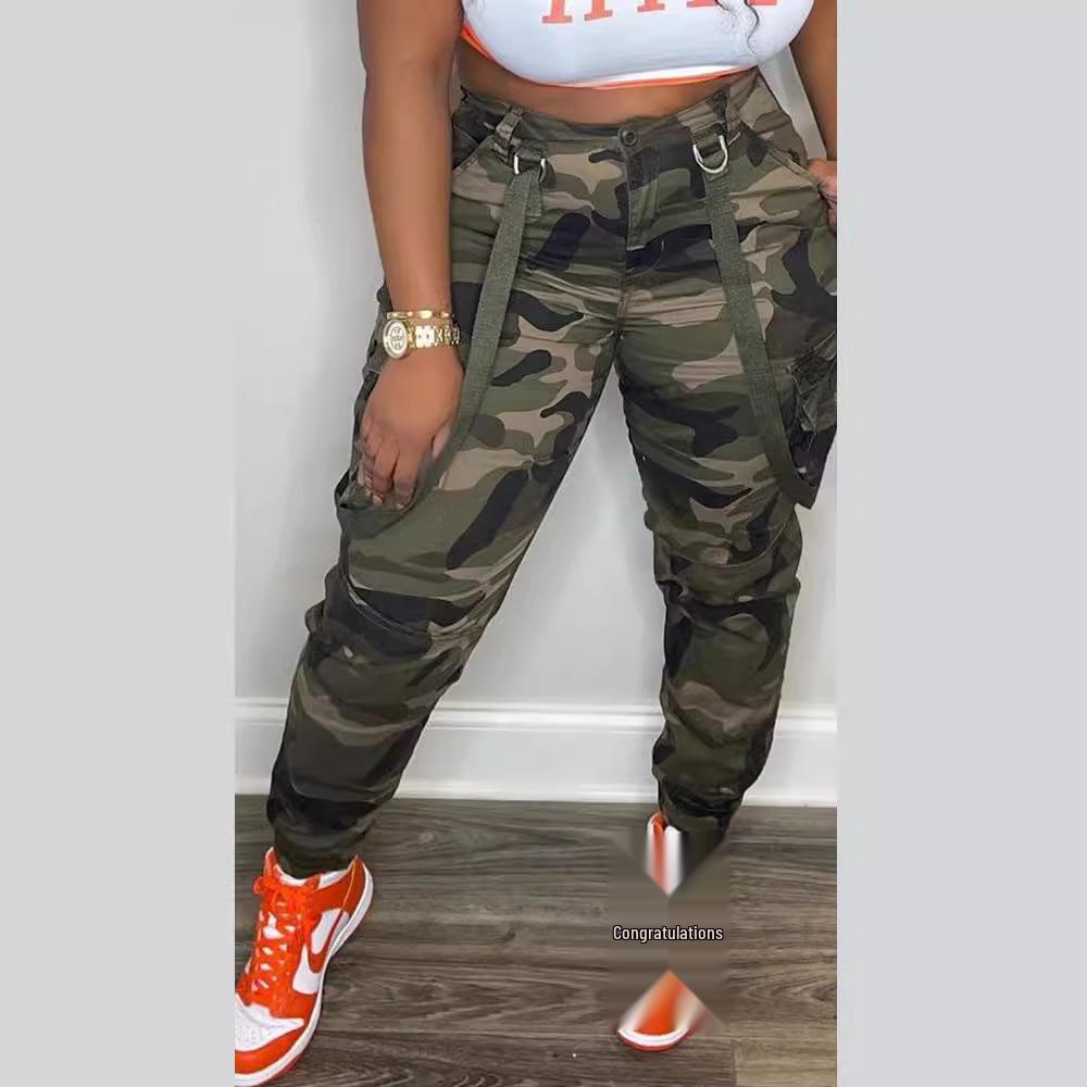 2023 Уличная мода Камуфляжные комбинезоны с кулиской и завязками на щиколотках