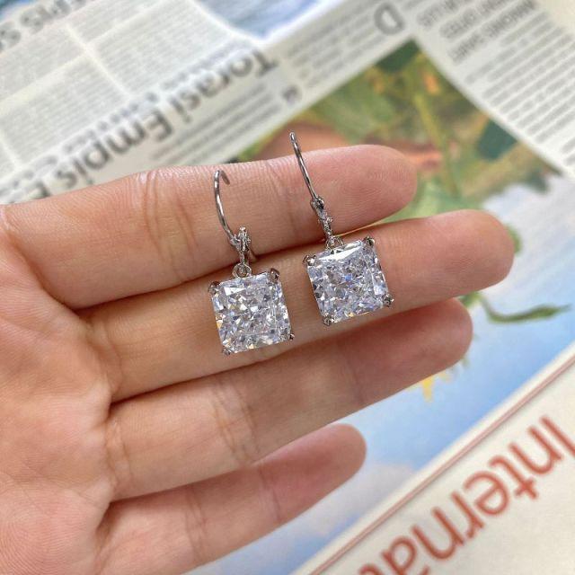 100% стерлингового серебра S925, 10*10 мм, топаз, высокоуглеродистый бриллиант, серьги-капли для женщин, сверкающие свадебные украшения для невесты