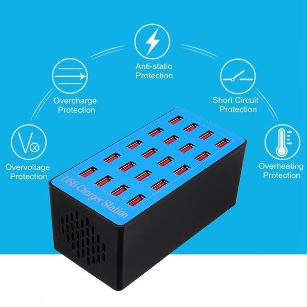 50 Вт / 90 Вт / 100 Вт 10/20 портов USB-зарядная станция, многопортовый USB-адаптер для настенного зарядного устройства Быстрое зарядное устройство для домашнего офиса, гостиницы, школы