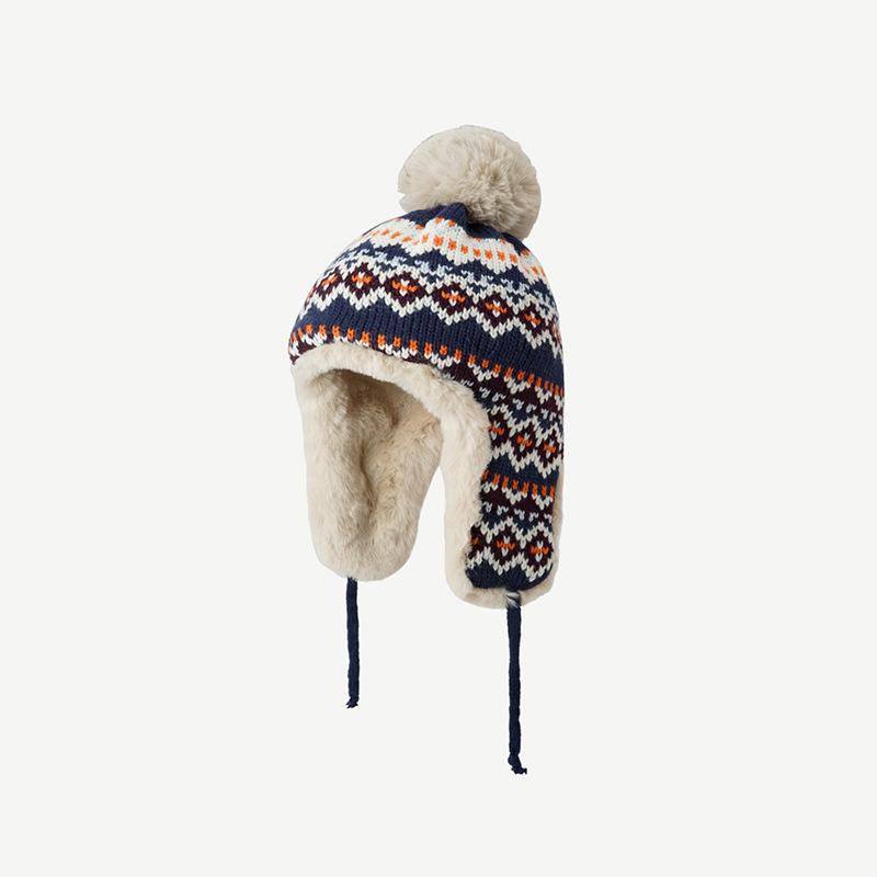 Вязаные шапки-бомбардировщики, шапки-шары, мужские шапки из искусственного меха Snow Peak большого размера, зимние шапки, аксессуары Y2k, лыжная маска, шапка с ушами