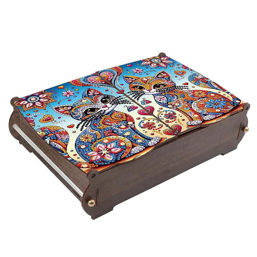 5D DIY Diamond Art Handmade Storage Box Partial Drill Colored Pattern Wood Case Crystal Mosaic Storage Container for Home Decor