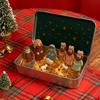 1/2/3Pcs Mini Nativity Scene Set In Tin Box Handcrafted Pocket Size Nativity Scene Tin Resin Birth of Jesus Ornament Christmas Decoration