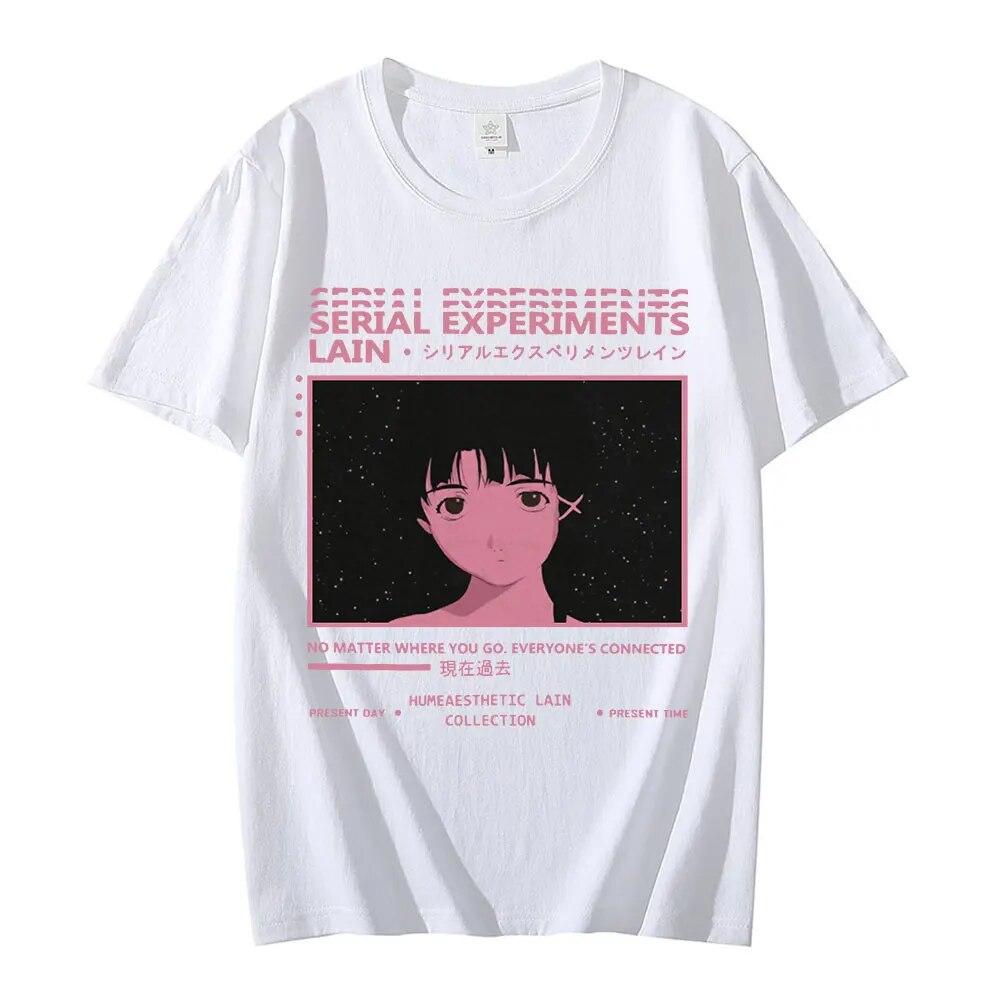 Футболка Lain с аниме-сериалом «Эксперименты» Iwakura Unisexga Girl Sci Fi Unisex Графический футболки с короткими рукавами Хлопковая уличная одежда в стиле Харадзюку