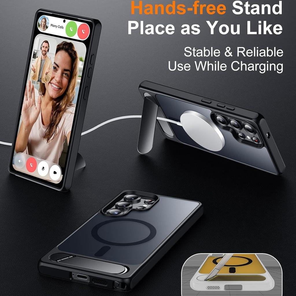 UYUXIO Magnetic Mobile Phone Case with Kickstand for Samsung Galaxy S26 S25 S24 S23 Ultra FE S22 Plus A16 A55 A56 Stand Cases