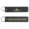 Remove Before Flight Keychian Embroidery Key Tag Key Fobs Keyring Luggage Label