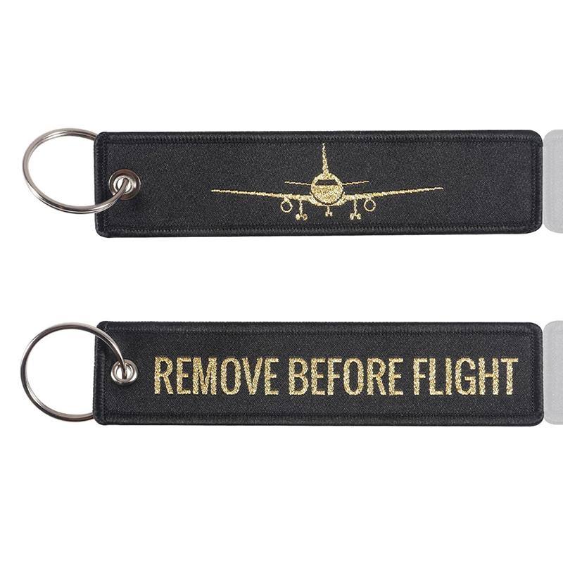 Remove Before Flight Keychian Embroidery Key Tag Key Fobs Keyring Luggage Label