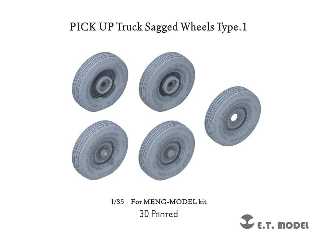 ET Model 1/35 Modern Pickup Truck Weight-Deforming Tire Set Type 1 (for Meng Models) Plastic Model Parts P35-162 (Military Vehicle)