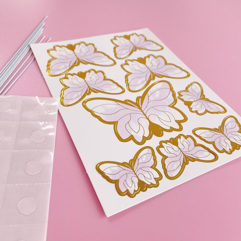 9/10 шт. золотые розовые фиолетовые бабочки для украшения торта, свадьбы, дня рождения, десерта, кекса, 3D-материала в виде бабочки, сделай сам, сувениры для вечеринки