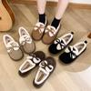 Women's Autumn and Winter Plus Velvet Bean Shoes Warm Plus Cotton Mother Shoes Pregnant Women Flat Shoes