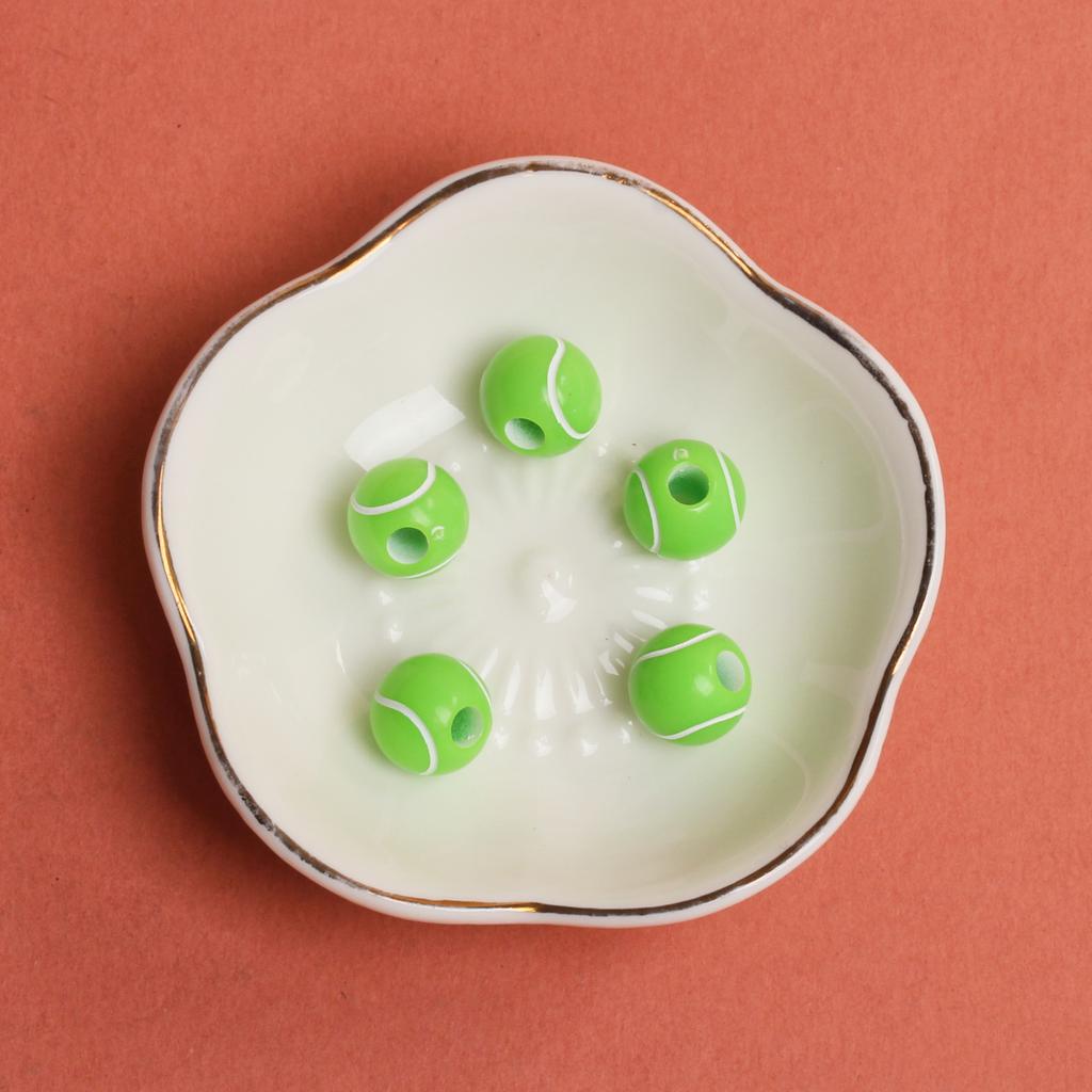 Хорошие подвески, круглые футбольные бусины с отверстием, акриловые, 5 шт., свободные бусины, футбольный мяч, 11 мм, 15,5 мм, баскетбольные браслеты, принадлежности для изготовления ювелирных изделий