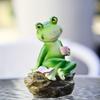 Мультяшная садовая статуя лягушки, смола, миниатюрные фигурки, настольное украшение, украшение лягушки, балкон