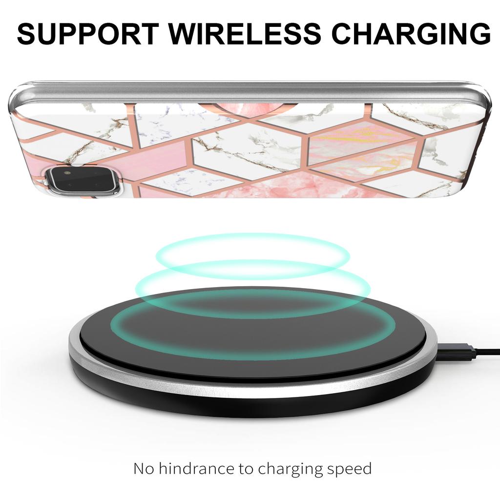 For Samsung Galaxy A22 5G (EU Version) Case Splicing IMD Marble Pattern Electroplated TPU Back Cover