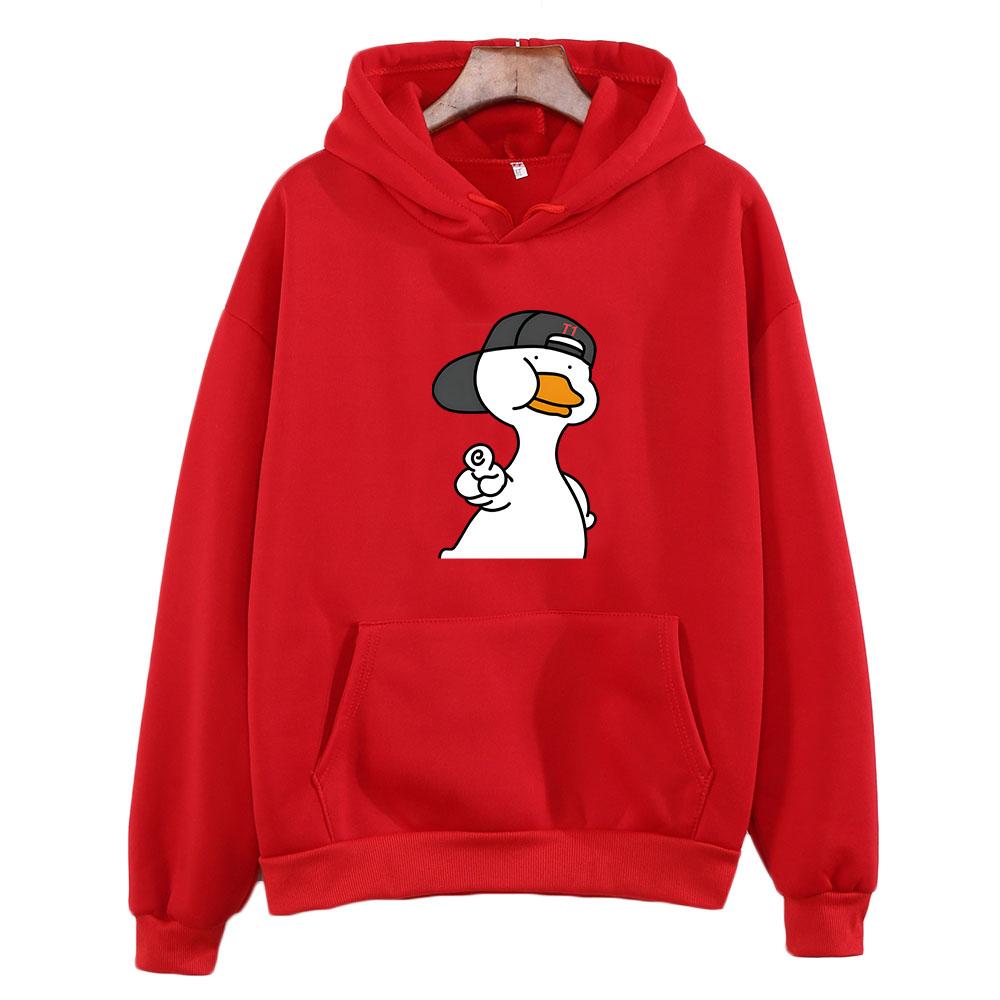 Наклейка «Утка, это круто», толстовка большого размера для женщин, каваи/милый свитшот с длинными рукавами, мультяшная эстетичная толстовка в стиле Харадзюку с круглым вырезом