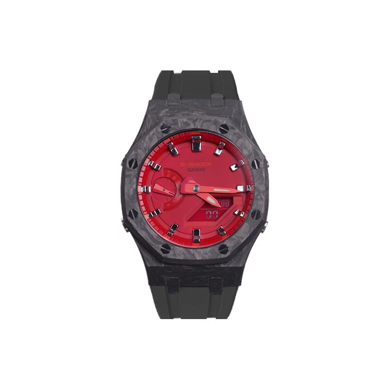 Casio Унисекс Жидкокристаллические, Аналоговые Двойной Дисплей Серия 44 мм Красные Часы GA-2100-4A(Часы1--)