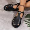 2024 Лето Новые Высококачественные Женские Туфли Baotou Однотонные Женские Сандалии Большие Размеры С Пряжкой Модные Женские Сандалии