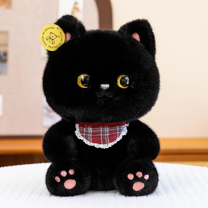 Плюшевая игрушка-кошка из мягкой коротковорсовой ткани. Идеально подходит для детей и взрослых.