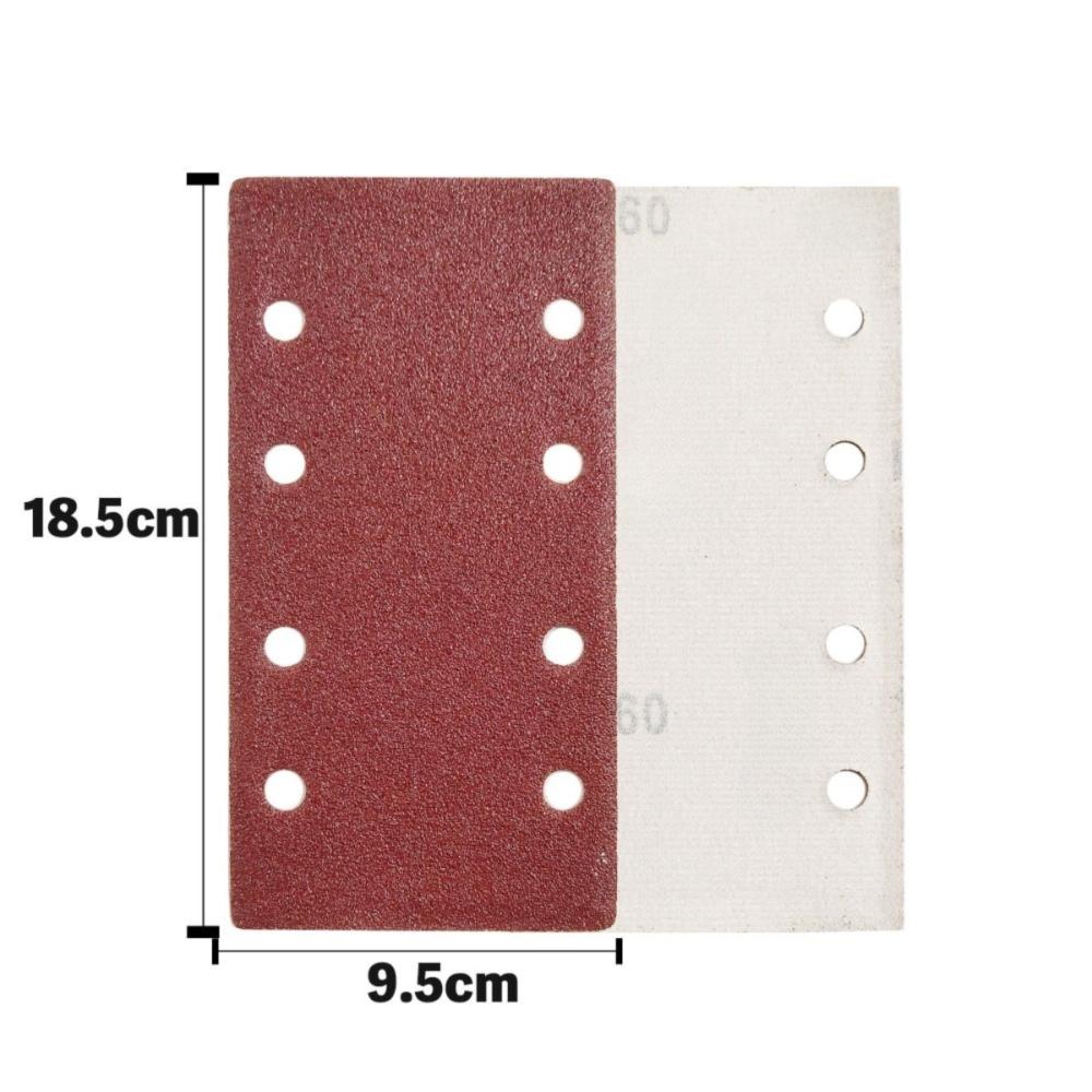 20pcs/set 185X93mm Flocked Sandpaper Sheets Assorted Grits Rectangular Shape 8-Hole Sandpaper Premium Flocked