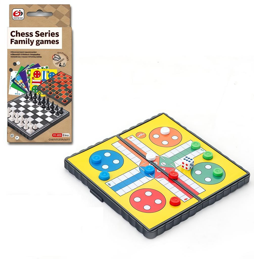 Portable Folding LUDO Board Game Set for 2-4 Players Ideal for Family Camping Team Building Party Travel Flight Chess Board Game