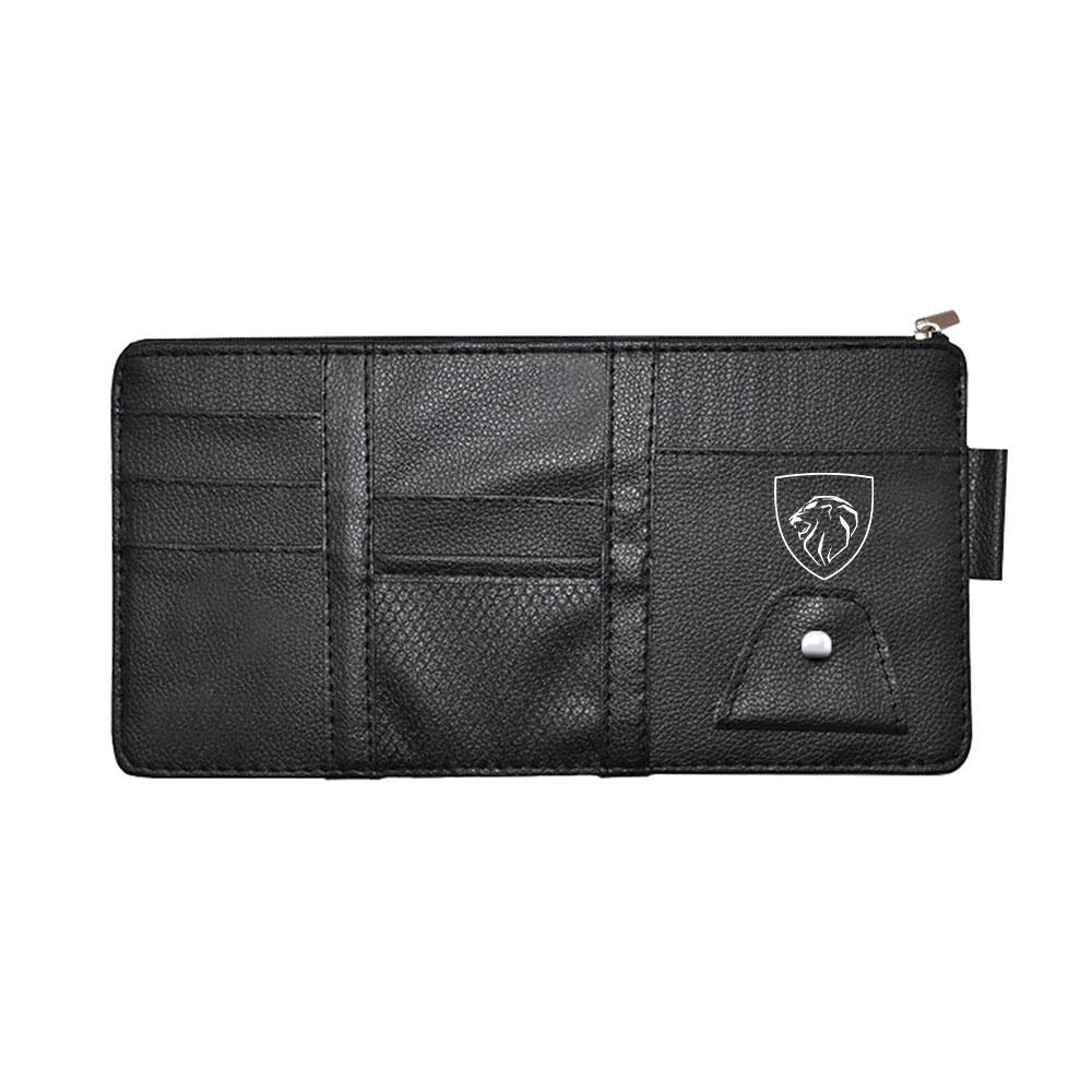 Car Sun Visor Glasses Clip Storage Bag Sunglasses Organizer Key Card Phone Holder For Peugeot 307 408 206 207 3008 208 107 2008