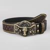 Luxury Design Business Casual Belt Western Cowboy Jeans Pants Belt Retro Ox Head Waistband