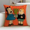 Cute TThe Little Lulu ShowS Cushion Cover Breathable and skinfriendly linen pillowcase square removable and washable cushion