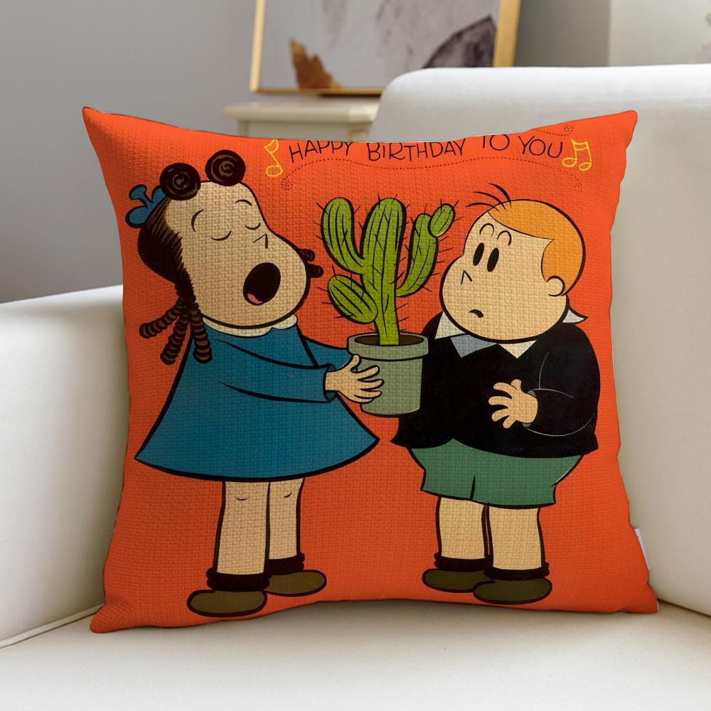 Cute TThe Little Lulu ShowS Cushion Cover Breathable and skinfriendly linen pillowcase square removable and washable cushion