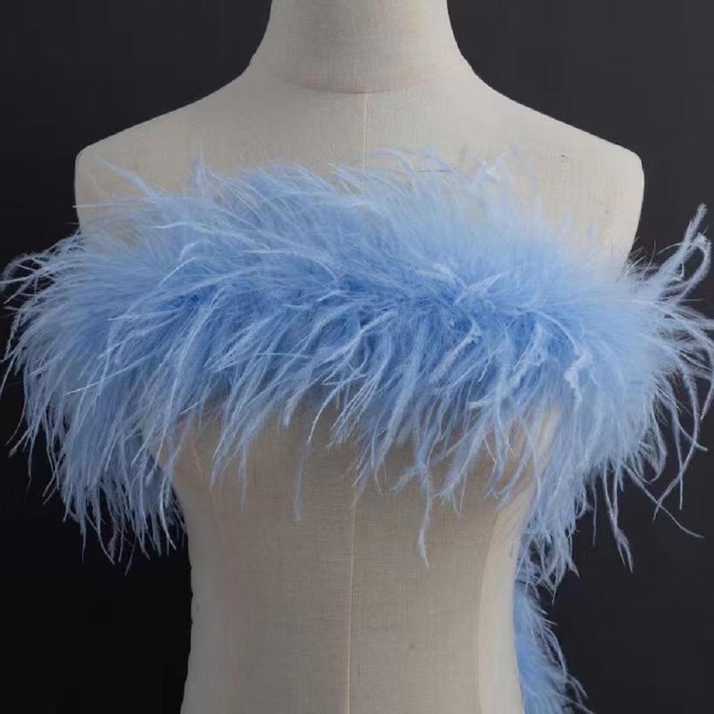 1Ply Ostrich Feather Boa 13-15CM Long Feathers Trims for Crafts Party Dress Sewing Decoration Plumas Ribbon 2 Meters Multicolor