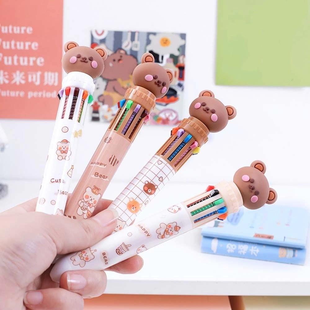 Office Supplies Stationery Student Writing Pens Cartoon Bear Ballpoint Pen Ten Color Ball Pen