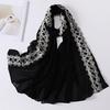 Muslim Women Chiffon Scarves with Lace Side Embroidered Chiffon Hijabs Lace Plain Hijab Patches Decoration