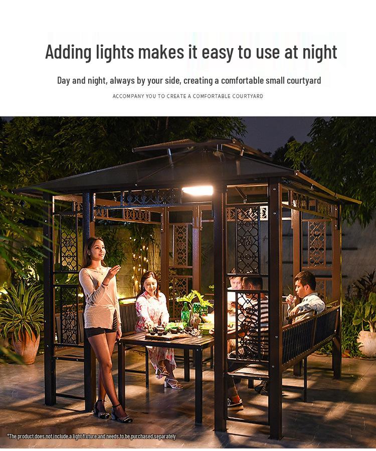Aluminum Alloy Garden Gazebo: New Chinese Style Outdoor Courtyard Sunshade Pavilion