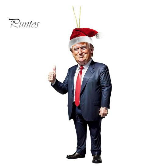 Рождественское украшение Трампа 2D акриловое зеркало заднего вида автомобиля подвеска мультфильм Трамп рождественская елка украшение для двери рюкзака