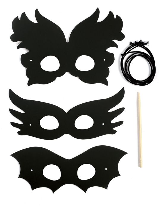 3 Masques plats à gratter en carton Festival - Noir