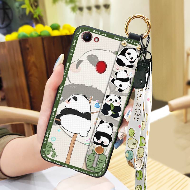 Silicone Soft case Phone Case For OPPO F7 Protective Kickstand Shockproof Phone Holder Panda Cartoon Ring Back Cover