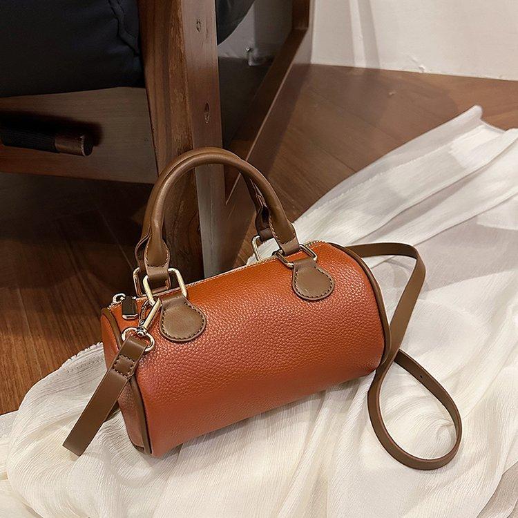 Кожаная сумка Boston, первый слой из коровьей кожи, модная сумка-цилиндр, практичная сумка-мессенджер