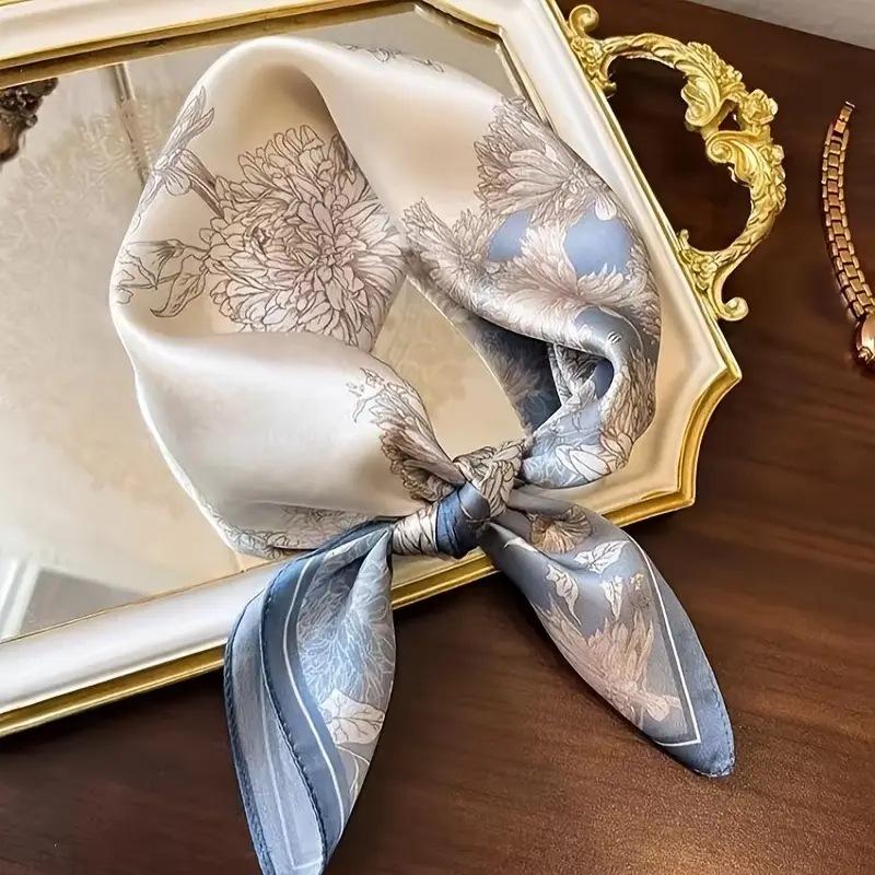 Luxury Print Satin Silk Square Scarf for Women Shawl Hijab Neckerchief Female Hair Ribbon Headband Fashion Wrap Bandana