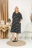 Women's Big Size Dress Black Blue Floral Pattern Pocket Dress