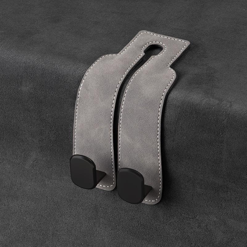 2 in 1 Quality Car Headrest Hook Premium Suede Rear Seat Hanging Dual Hook 20KG Large Load-Bearing Hook Hanger ABS/Metal Hook
